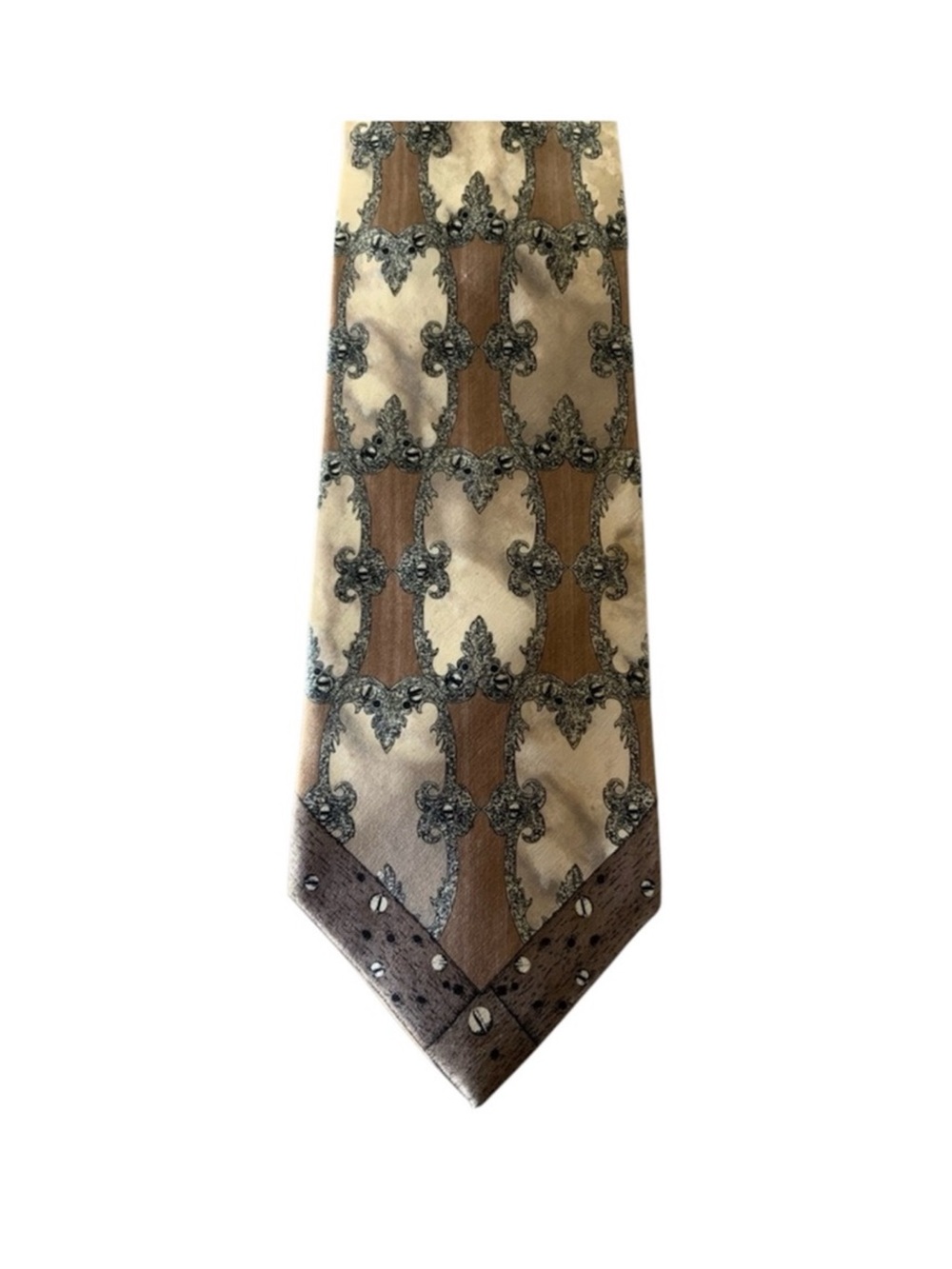 Gianfranco Ferre Cream and tan Silk Tie